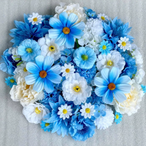 Set of 50 Assorted Silk Flower Heads – Mixed Styles & Colors for Crafts and Decorations - Artificial Flowers, Blue