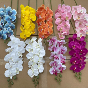 Set of 9 Artificial Silk Phalaenopsis Orchid Branches – Elegant Faux Orchids for Home & Event Décor - Artificial Flowers, Set of 9