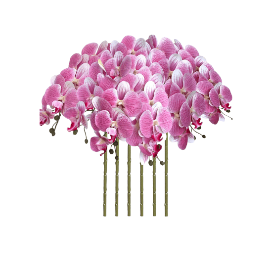 Set of 6 Artificial Phalaenopsis Orchid Stems – 32” Real Touch Faux Orchids